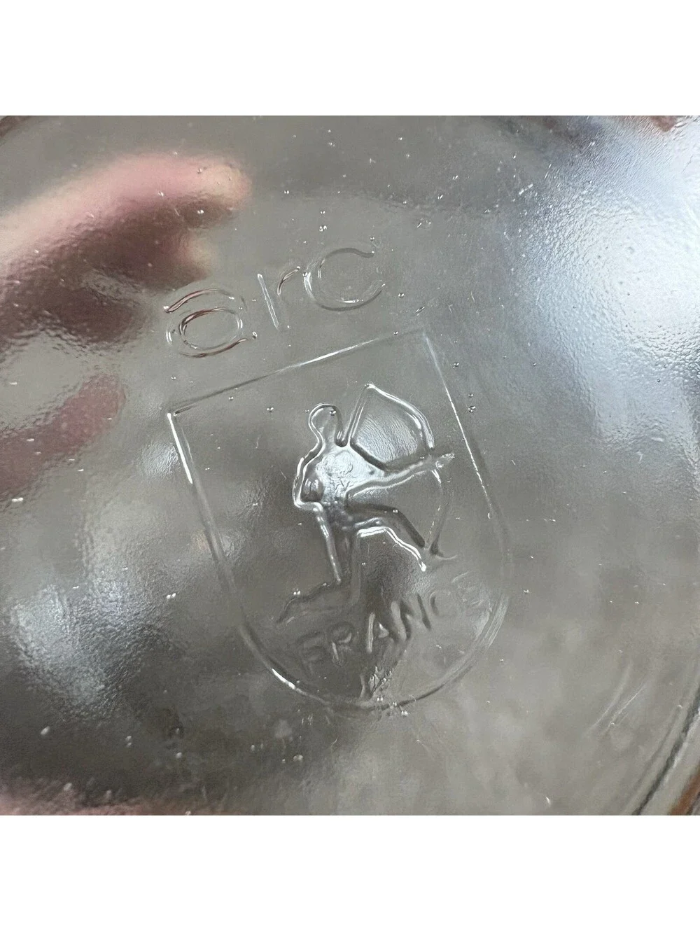 Vintage Arc France 1L Glass Storage Jar Clear Kitchen Canister Metal Clasp